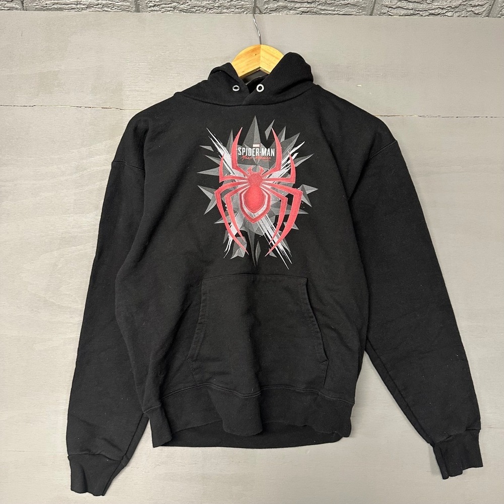 Spider Man Graphic Hoodie Black Pullover Sweatshirt Mens Size Small - Picture 2 of 5